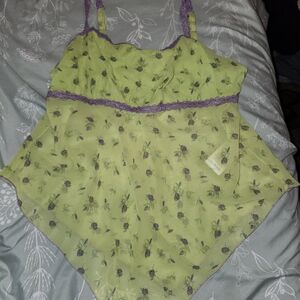 Floral Green and Purple Camisole